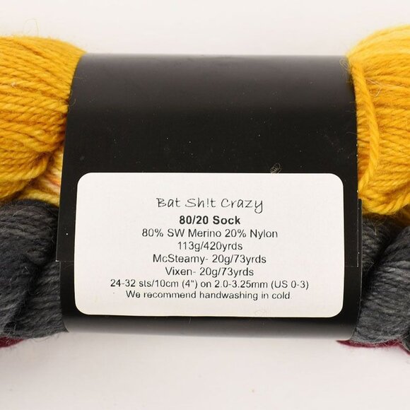 Leo & Roxy Yarn Co 80/20 Sock Yarn Set SW Merino Nylon Bat Shh Crazy McSteamy - Picture 3 of 3